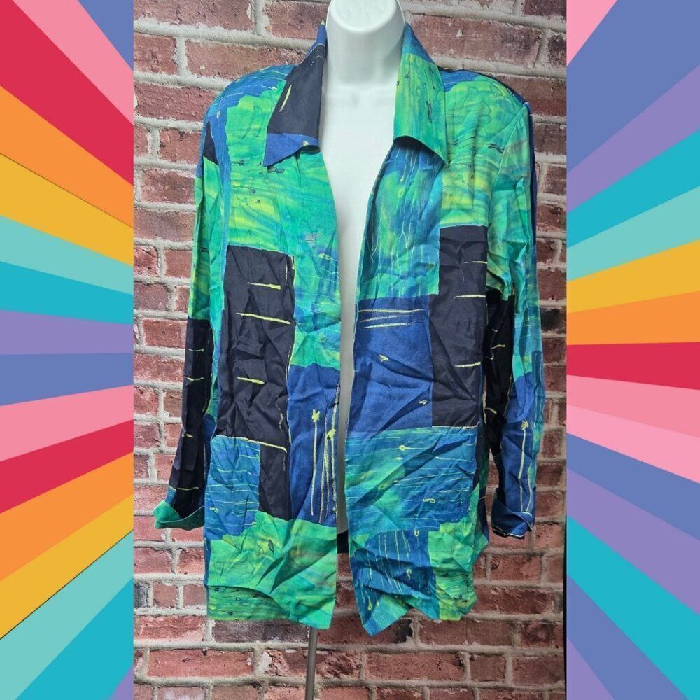 August Max Woman Vintage Abstract‎ Open Front Jacket – Women’s Size 18